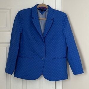 Tommy Hilfiger Women's Size 12 Blue Jacquard Two-Button Blazer Classic Structure
